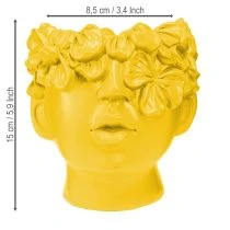 Artikel Pflanzkopf aus Polyresin gelb 13,5×13×14 cm für Zimmerpflanzen