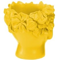 Artikel Pflanzkopf aus Polyresin gelb 13,5×13×14 cm für Zimmerpflanzen
