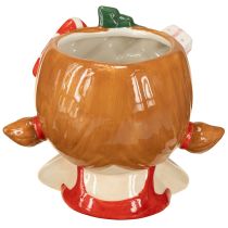 Artikel Pflanzkopf Mädchen Keramik 17 cm Rot-Weiß Weihnachten