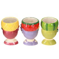 Artikel Pflanzkopf aus Keramik, Mädchen mit Früchten, bunt, 13,5 cm, 3er-Set