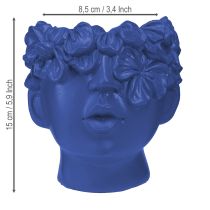 Artikel Pflanzkopf Polyresin Büste Blau 13,5×13×14 cm für Wohnraum
