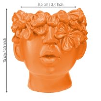 Artikel Pflanzkopf Übertopf Büste aus Polyresin Orange 13,5×13×14 cm Wohnzimmerdekoration