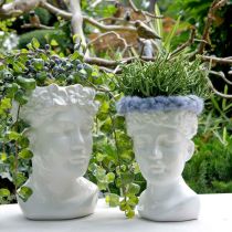 Pflanzkopf Büste Frau Weiß Keramik Blumenvase H19cm
