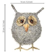 Artikel Pflanzkorb Eule aus Reben mit Kunststofffolie Ø14cm Weiß gewaschen für Innen und Außen