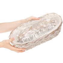 Artikel Pflanzkorb aus Weide mit Folieneinsatz oval Weiß 37cm