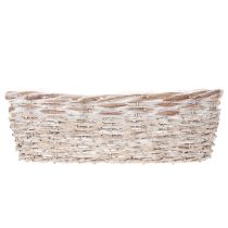 Artikel Pflanzkorb aus Weide mit Folieneinsatz oval Weiß 37cm