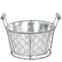 Artikel Pflanzkorb mit Einsatz Ø22cm H17,5cm Metall Drahtgeflecht Weiß Silber