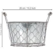 Artikel Pflanzkorb mit Einsatz Ø22cm H17,5cm Metall Drahtgeflecht Weiß Silber