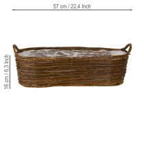 Artikel Pflanzkorb Set 3-teilig aus Weide Braun oval mit Griffen 57/50/42cm