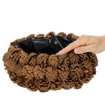 Artikel Runde Schale aus Tannenzapfen zum Bepflanzen 30 cm Naturbraun
