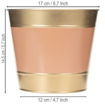 Artikel Pflanzkübel Metall Blumentöpfe Ø17cm H14,5cm 4er-Set Pastellfarben mit Goldrand