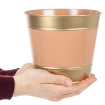 Artikel Pflanzkübel Metall Blumentöpfe Ø17cm H14,5cm 4er-Set Pastellfarben mit Goldrand
