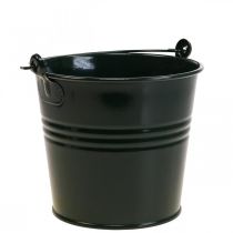 Pflanzkübel Vintage Deko Metalleimer Dunkelgrün Ø16 H24cm