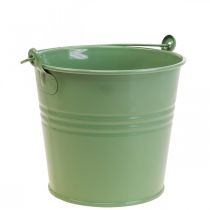 Pflanzkübel Vintage Deko Metalleimer Hellgrün Ø16cm H24cm