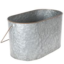 Artikel Pflanzschale mit Henkel aus Metall, 2er-Set, silber und braun, H22/20cm L42/40cm