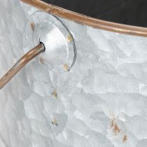 Artikel Pflanzschale mit Henkel aus Metall, 2er-Set, silber und braun, H22/20cm L42/40cm