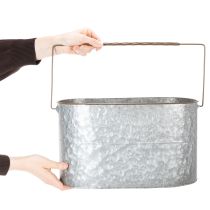 Artikel Pflanzschale mit Henkel aus Metall, 2er-Set, silber und braun, H22/20cm L42/40cm