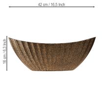 Artikel Pflanzschale mit Rillen oval Anthrazit Gold 41,5×16×16cm