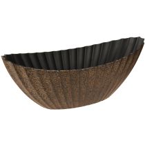 Artikel Pflanzschale mit Rillen oval Schiffchen Anthrazit Gold 36cm