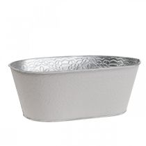 Pflanzschale Metall Blumenschale Oval Weiß 25x14,5x10cm