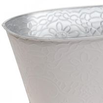 Pflanzschale Metall Blumenschale Oval Weiß 25x14,5x10cm