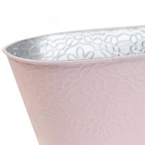 Pflanzschale Metall Blumenschale Oval Rosa 25x14,5x10cm