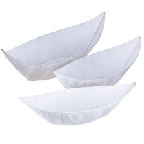 Artikel Pflanzschalen Set aus Metall in Weiß-Silber, Schiffchenform, 54,5/48/42 cm, 3 Stück