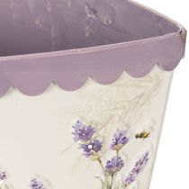 Artikel Metall Blumentopf Schubkarre Lavendelmotiv 46cm Weiß Lila für Innen und Außen