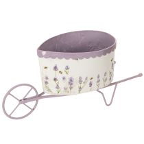 Artikel Metall Blumentopf Schubkarre Lavendelmotiv 46cm Weiß Lila für Innen und Außen