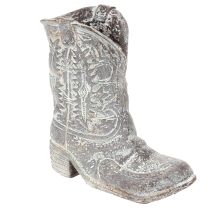 Artikel Deko Cowboy-Stiefel Pflanzgefäß Polyresin 24cm Grau-Blaugrün