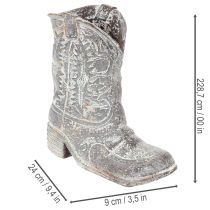 Artikel Deko Cowboy-Stiefel Pflanzgefäß Polyresin 24cm Grau-Blaugrün