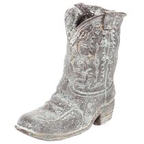 Artikel Deko Cowboy-Stiefel Pflanzgefäß Polyresin 24cm Grau-Blaugrün