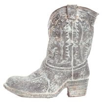 Artikel Deko Cowboy-Stiefel Pflanzgefäß Polyresin 24cm Grau-Blaugrün