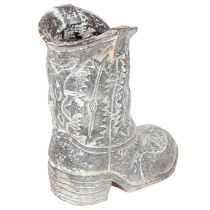 Artikel Deko Cowboy-Stiefel Pflanzgefäß Polyresin 24cm Grau-Blaugrün