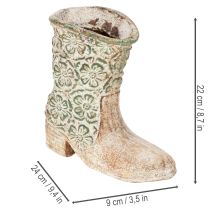 Artikel Blumentopf Cowboystiefel aus Polyresin mit Blumenmuster 24 cm Braun-Grün