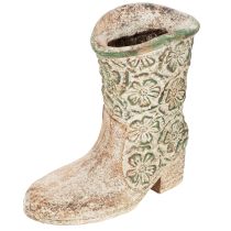 Artikel Blumentopf Cowboystiefel aus Polyresin mit Blumenmuster 24 cm Braun-Grün