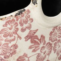 Artikel Pflanzentopf aus Keramik Tasche Floral mit Henkeln 21cm Weiß und Rot