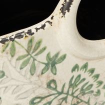 Artikel Keramik Pflanztasche mit floralem Muster 21cm in Weiß-Grün