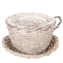 Artikel Korb-Tasse mit Unterteller, Weide, Weiß-Grau, 34cm