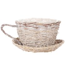 Artikel Korb-Tasse mit Unterteller, Weide, Weiß-Grau, 34cm
