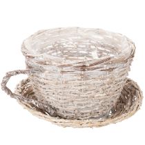 Artikel Korb-Tasse mit Unterteller, Weide, Weiß-Grau, 34cm