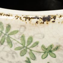 Artikel Pflanztasse aus Keramik mit floralem Muster 18 cm weiß-grün