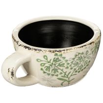 Artikel Pflanztasse aus Keramik mit floralem Muster 18 cm weiß-grün