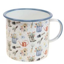 Pflanztasse Emaille Deko Tasse Gartenmotive Ø11cm