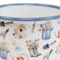 Pflanztasse Emaille Deko Tasse Gartenmotive Ø11cm