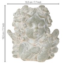 Artikel Pflanztopf Engel aus Steinguss 19,5×12×19,5 cm grauweiß mit Goldakzenten