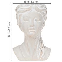 Artikel Pflanztopf Frauenbüste aus Steinguss Weiß Höhe 20 cm