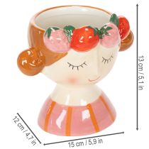 Artikel Gesicht Blumentopf Mädchen mit Erdbeeren schlafend Dekoration Wohnzimmer Frühling 13cm
