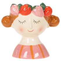 Artikel Keramik-Blumentopf Mädchen mit Erdbeeren 13 cm Rosa für Wohnzimmerdekoration