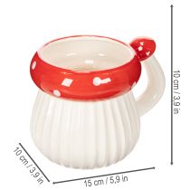Artikel Tasse aus Keramik im Fliegenpilz-Design, 10 cm, rot-weiß